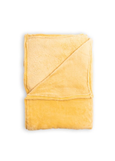 BHS Microfleece Ochre Throw (140 x 180cm)