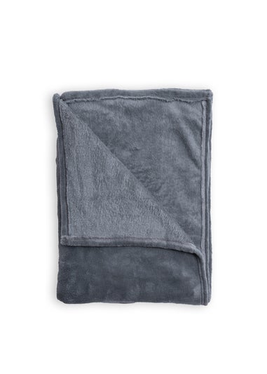 BHS Microfleece Charcoal Throw (140 x 180cm)