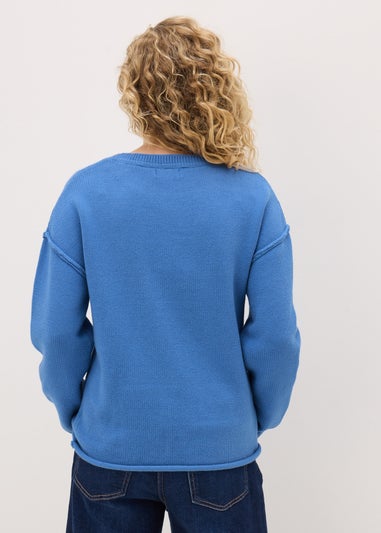 Blue Exposed Seam Jumper