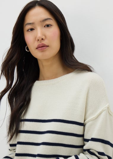 Ivory Exposed Seam Stripe Jumper