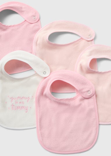 5 Pack Baby Pink Towel Bibs