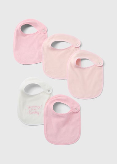 5 Pack Baby Pink Towel Bibs