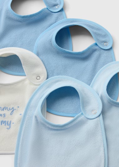 5 Pack Baby Blue Towel Bibs