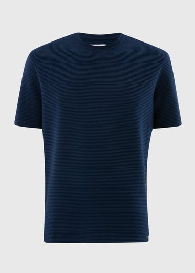 Navy Ribbed Texture T-Shirt