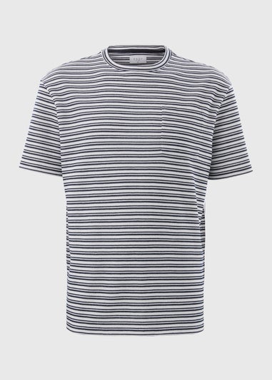 Navy Stripe Textured Pocket T-Shirt