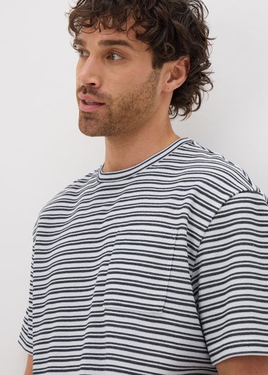 Navy Stripe Textured Pocket T-Shirt