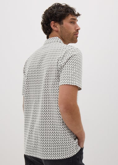 Ecru Geo Print Jersey Shirt
