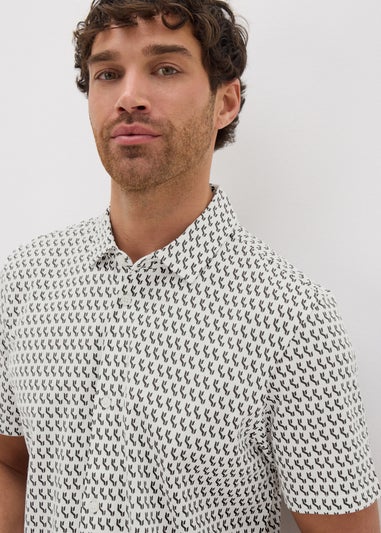 Ecru Geo Print Jersey Shirt