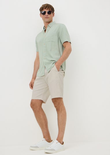 Ecru Straight Fit Chino Shorts