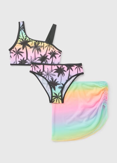 3 Piece Multicolour Palm Tree Swim Set (7-15yrs)