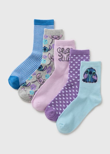 Disney 5 Pack Multicolour Stitch Ankle Socks