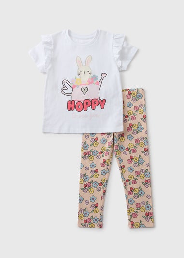 Girls White Easter T-Shirt & Legging Set (1-7yrs)