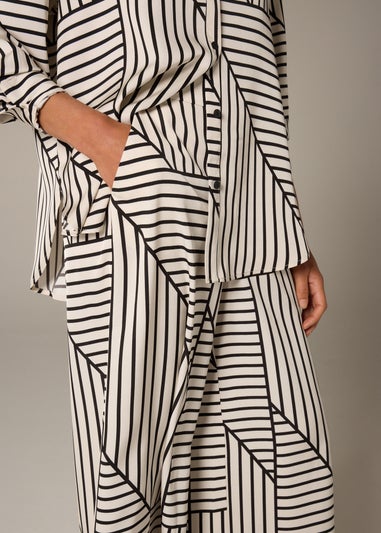 Et Vous Stone Geo Stripe Wide Leg Co Ord Trousers