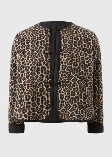 Brown Animal Print Quilted Jacket