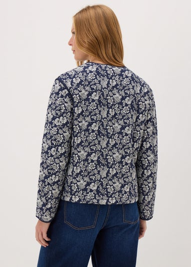 Blue Quilted Floral Jacket