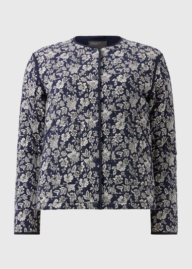 Blue Quilted Floral Jacket