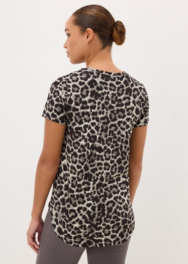 Souluxe Brown Leopard Print Longline T-Shirt