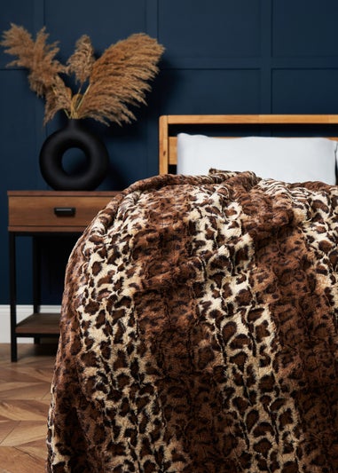 BHS Animal Print Natural Brown Throw (130x160cm)