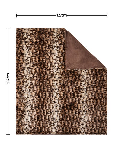 BHS Animal Print Natural Brown Throw (130x160cm)