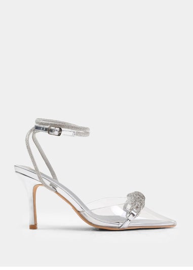 Where's That From Morocco Silver Pu Wide Fit Perspex Heels