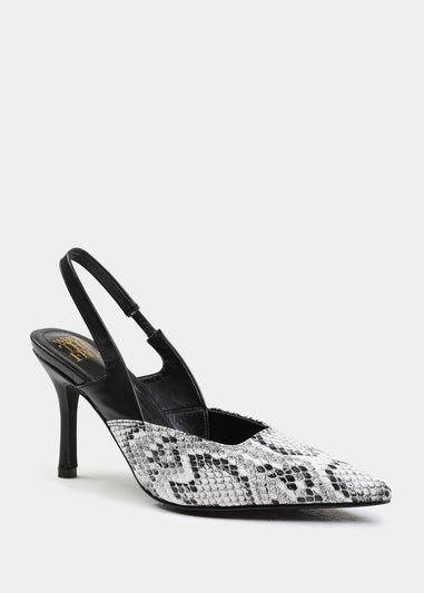 Where's That From Natural Snake Fiji  Wide Fit Slingback Heels