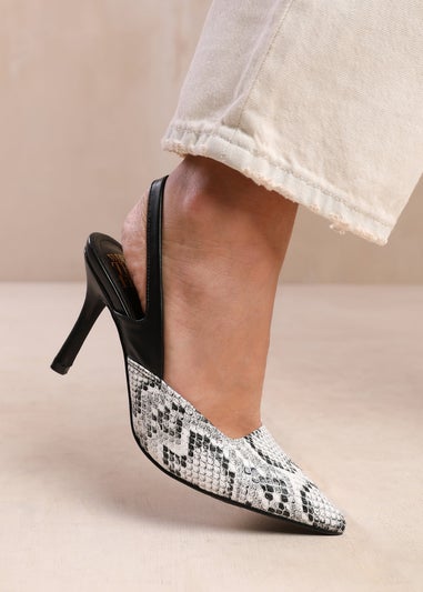 Where's That From Natural Snake Fiji  Wide Fit Slingback Heels