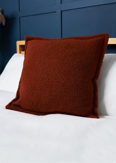 BHS Boucle Terracotta Cushion With Flange Edge (45x45cm)