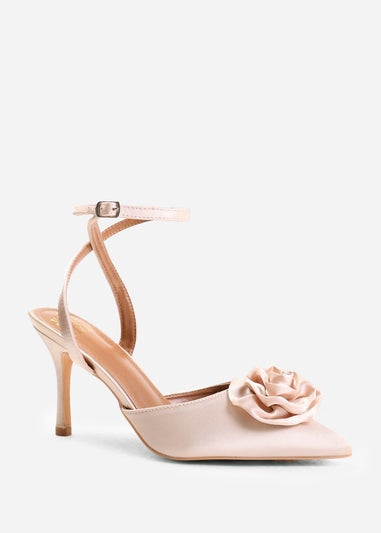 Where's That From Cream Satin Vienna Pointed Toe Heels