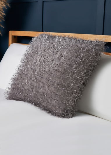 BHS Polyester Silver Knitted Cushion (45x45cm)