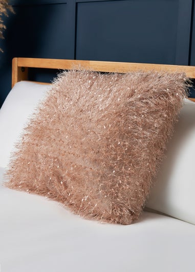 BHS Polyester Champagne Knitted Cushion (45x45cm)