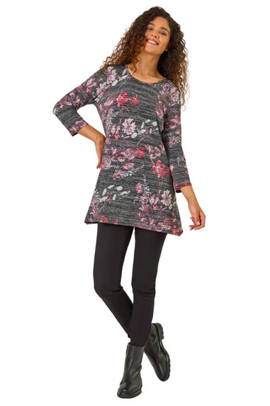 Roman Red Stretch Floral Print Tunic