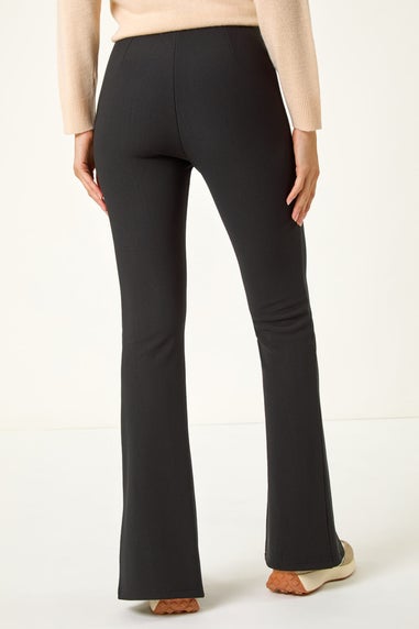 Roman Black Stretch Split Flare Trousers