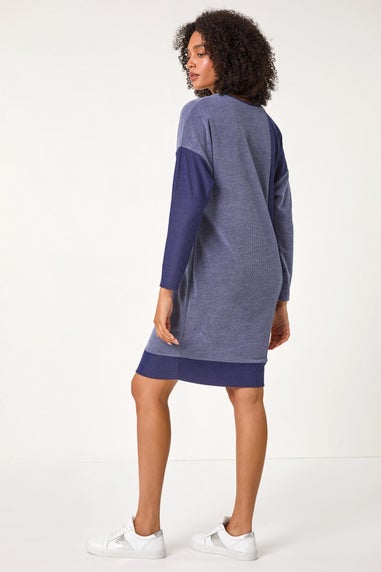 Roman Blue Colour Block Stretch Jumper Dress