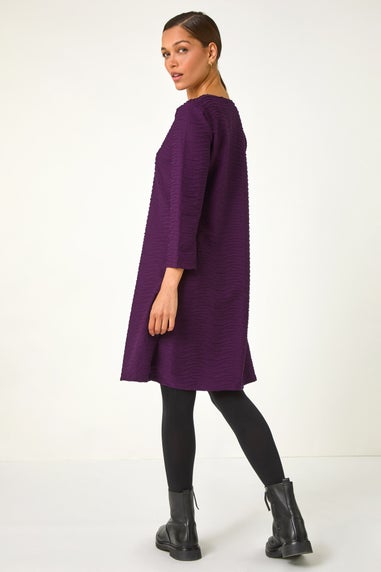 Roman Plum Textured A-Line Stretch Dress