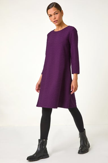 Roman Plum Textured A-Line Stretch Dress