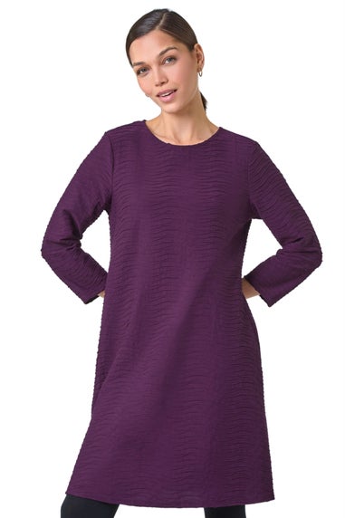 Roman Plum Textured A-Line Stretch Dress