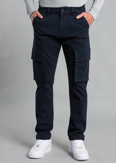 French Connection Navy Cotton Regular Fit Cargo Style Trousers