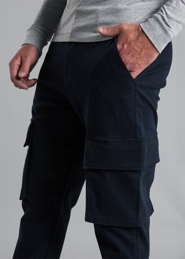 French Connection Navy Cotton Regular Fit Cargo Style Trousers