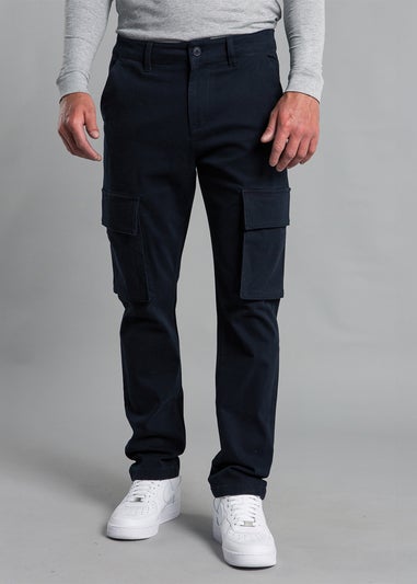 French Connection Navy Cotton Regular Fit Cargo Style Trousers