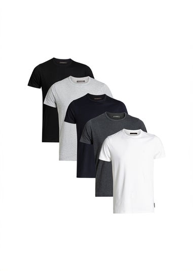 French Connection Multi Colour Crew Neck T-Shirts (Pack of 5)