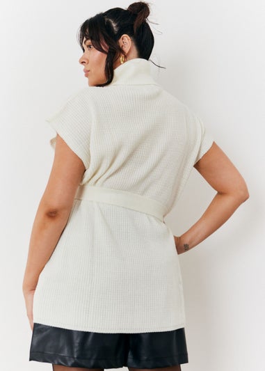 In The Style Cream Belted Knit Jumper