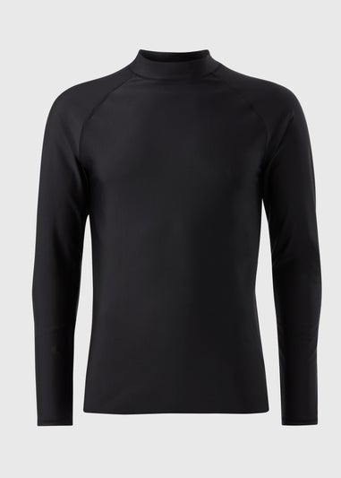 Black Plain Long Sleeve Rash Vest