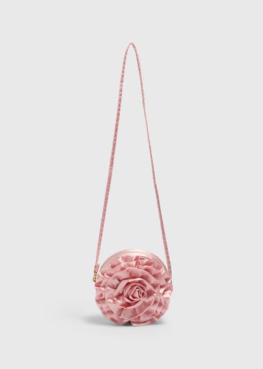 Girls Pink Round Flower Cross Body Bag