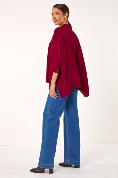 Roman Maroon Relaxed Smart Stretch Shirt