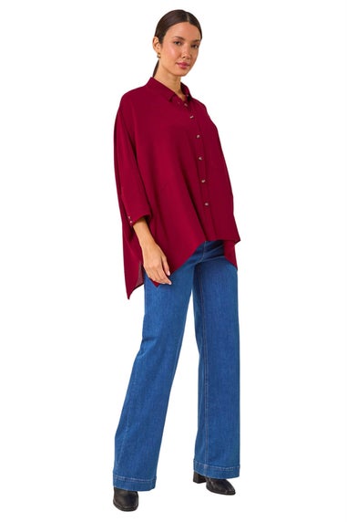 Roman Maroon Relaxed Smart Stretch Shirt