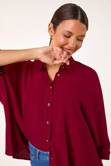 Roman Maroon Relaxed Smart Stretch Shirt