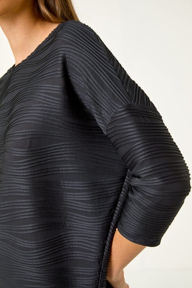 Roman Black Wave Textured Stretch Top