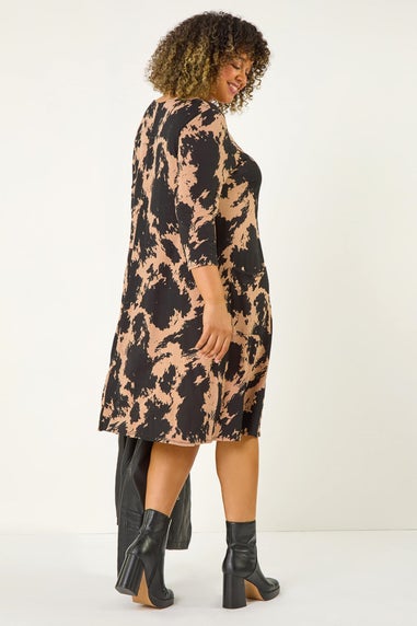 Roman Natural Curve Abstract Print Pocket Swing Dress