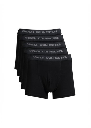 French Connection Black Cotton Boxers (Pack of 5)