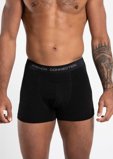 French Connection Grey/Black Cotton Boxers (Pack of 5)